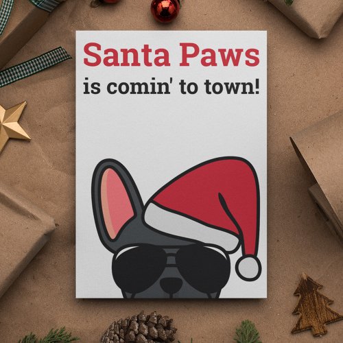 Santa Paws Christmas Black French Bulldog Card