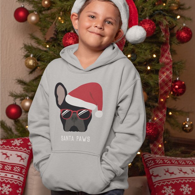 Santa Paws Christmas Black French Bulldog Hoodie (Creator Uploaded)