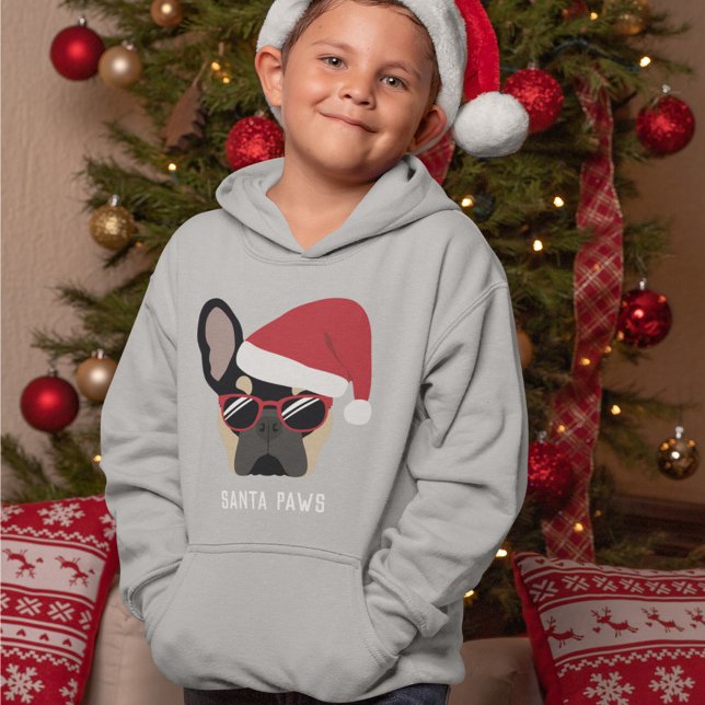 Santa Paws Christmas Black Tan French Bulldog Hoodie (Creator Uploaded)