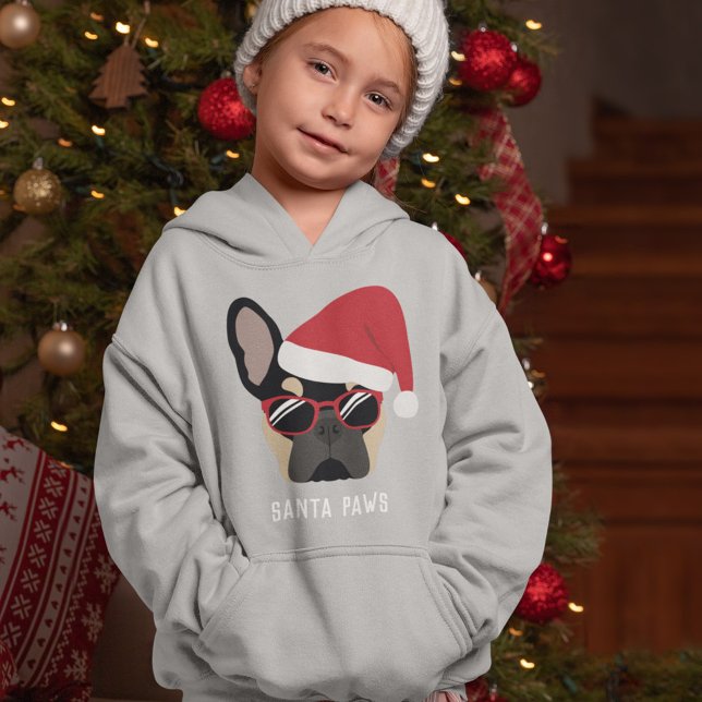 Santa Paws Christmas Black Tan French Bulldog Hoodie (Creator Uploaded)