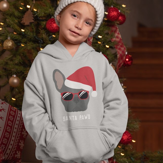 Santa Paws Christmas Blue French Bulldog Hoodie (Creator Uploaded)