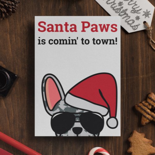 Santa Paws Christmas Blue Merle French Bulldog Card