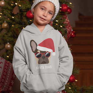 Santa Paws Christmas Brown and Tan French Bulldog Hoodie