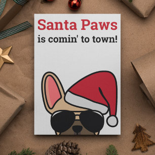 Santa Paws Christmas Fawn French Bulldog Card