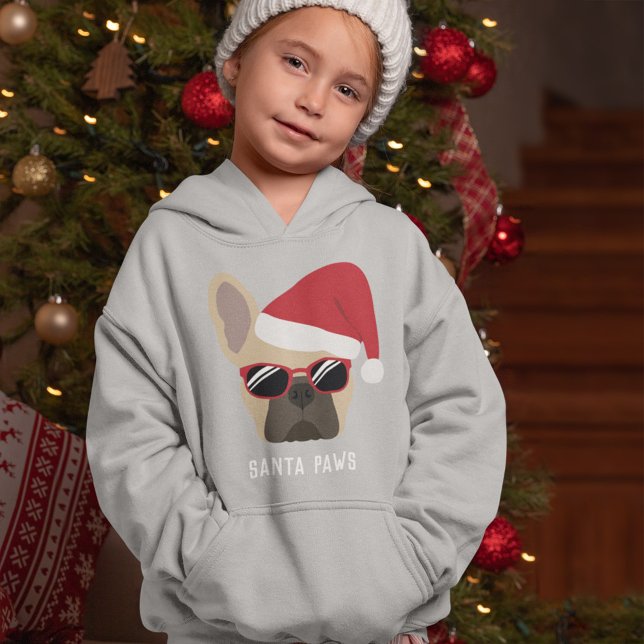 Santa Paws Christmas Light Fawn French Bulldog Hoodie (Creator Uploaded)