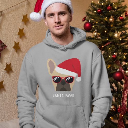 Santa Paws Christmas Light Fawn French Bulldog Hoodie