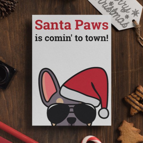 Santa Paws Christmas Lilac Tan French Bulldog Card