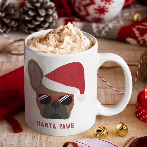 Santa Paws Christmas Red Fawn French Bulldog Coffee Mug