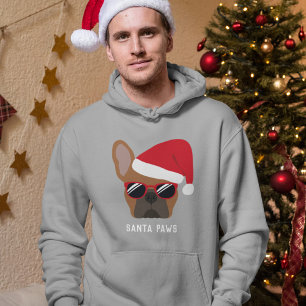 Santa Paws Christmas Red Fawn French Bulldog Hoodie