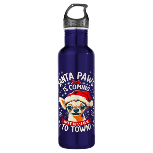 Santa Paws Christmas Town Festive Pet Decor Gift Stainless Steel Water Bottle