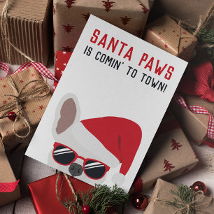 Santa Paws Christmas White French Bulldog Card