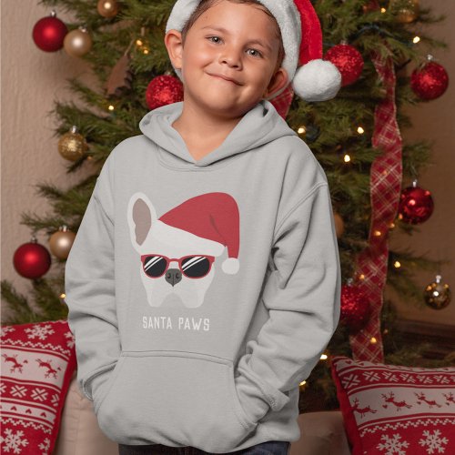 Santa Paws Christmas White French Bulldog Hoodie