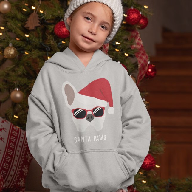 Santa Paws Christmas White French Bulldog Hoodie (Creator Uploaded)