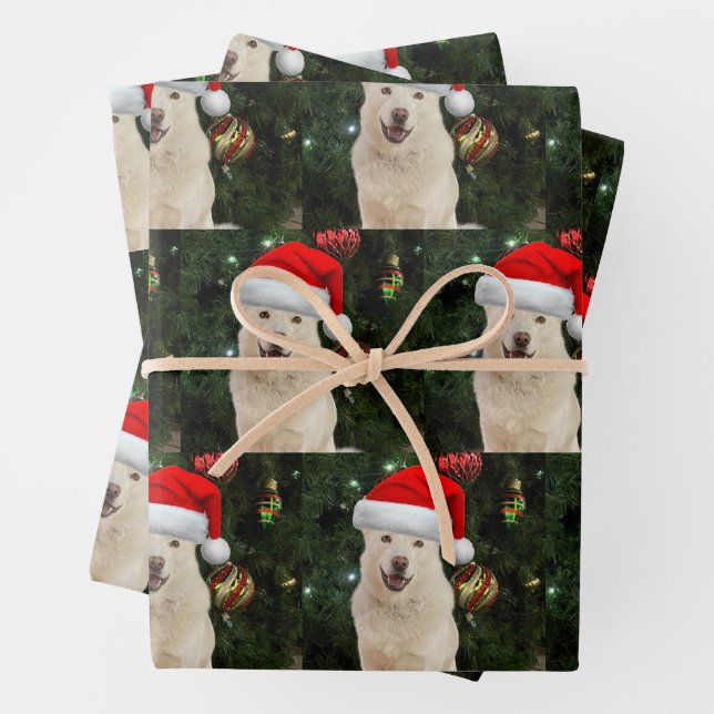 Santa Paws - Crystal the Husky  Wrapping Paper Sheets (In situ)