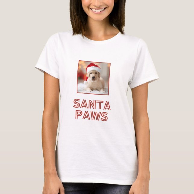 Santa Paws - Custom Photo Dog lover Christmas T-Shirt (Front)
