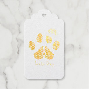 Santa Paws. Cute paw. I love dogs Foil Gift Tags