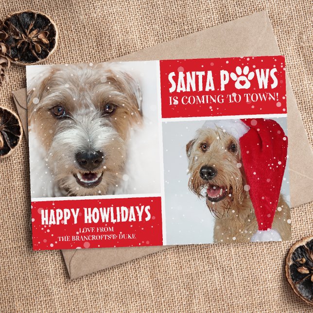 Santa Paws Dog Photo Happy Howlidays Christmas Holiday Card (Creator Uploaded)