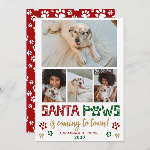 Santa Paws Dog Photo Holiday Card