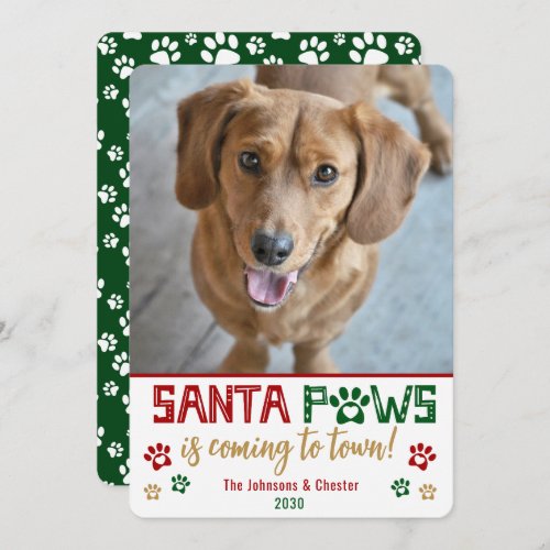 Santa Paws Dog Photo Holiday Card