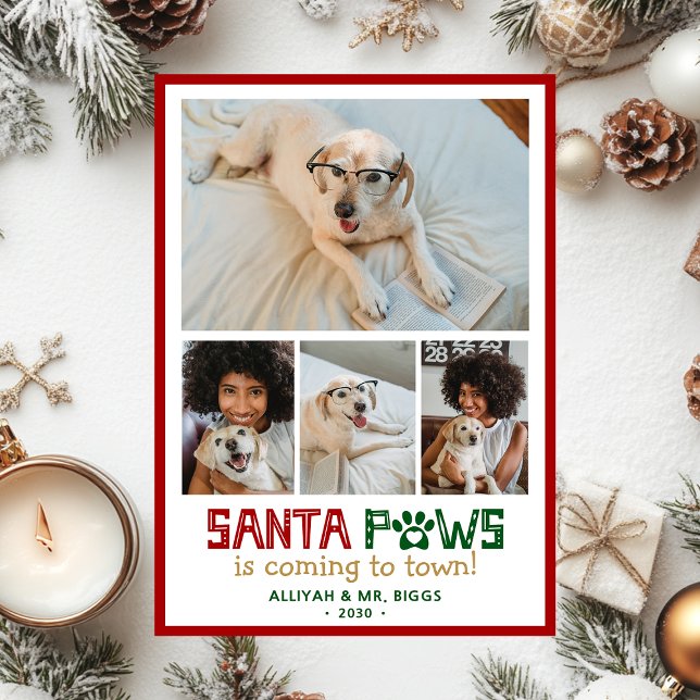 Santa Paws Dog Photo Holiday Card (Creator Uploaded)