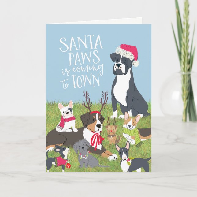 "Santa Paws" Dog-Themed Christmas Card (Front)