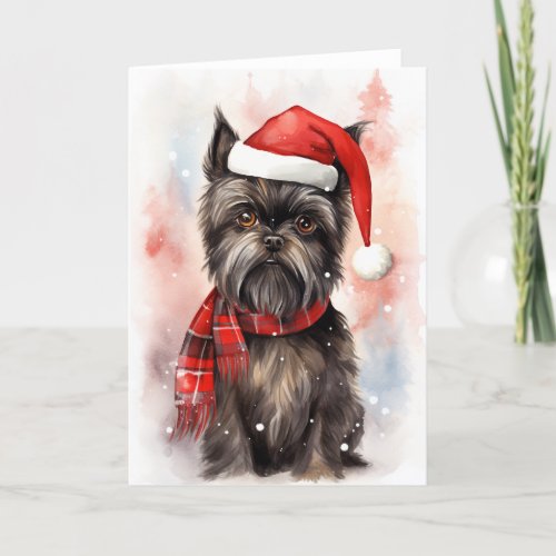 Santa Paws Festive Affenpinscher Dog Christmas Thank You Card