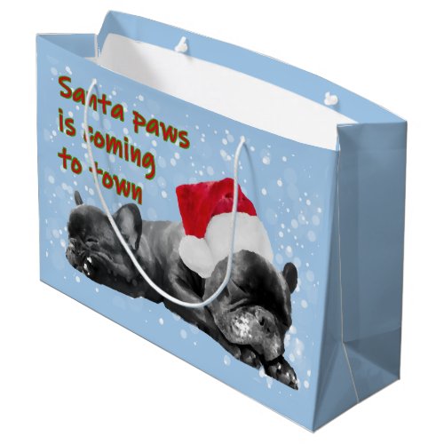 Santa paws french bulldog festive large gift bag