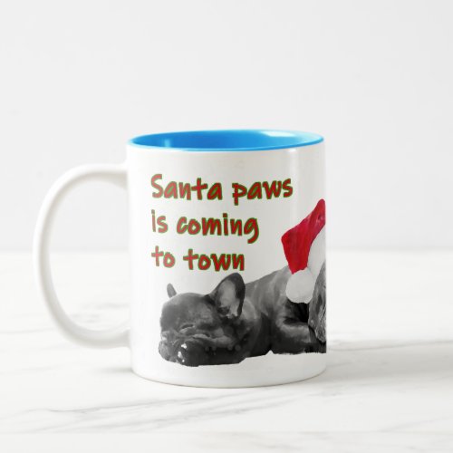 Santa paws french bulldog festive Two_Tone coffee mug