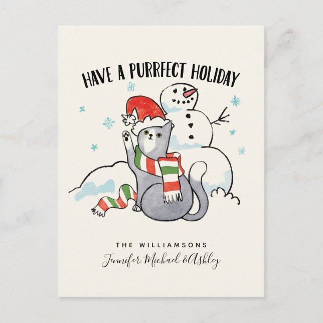 Santa Paws | Have A Purrfect Holiday Postcard (Front)