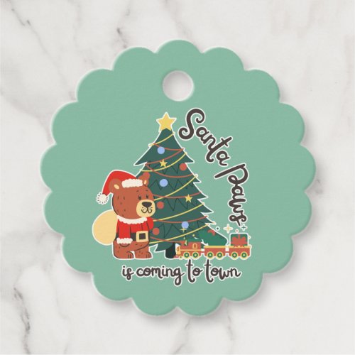 Santa Paws is Coming to Town  Cute Christmas Bear Favor Tags
