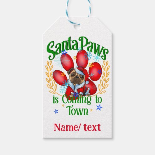 Santa Paws is Coming to Town Gift Tags