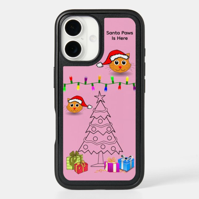 Santa Paws Is Here Cat OtterBox Case – Pink (Back)