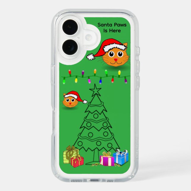 Santa Paws Is Here Cat Speck Case – Green (Front)