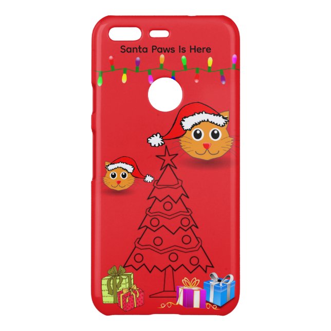 Santa Paws Is Here Festive Cats iPhone Case – Red (Back)