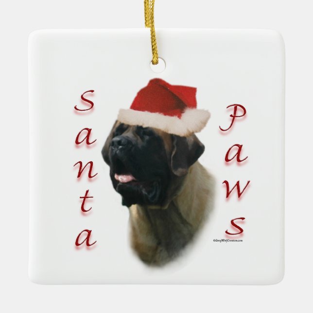 Santa Paws Mastiff Ornament (Front)