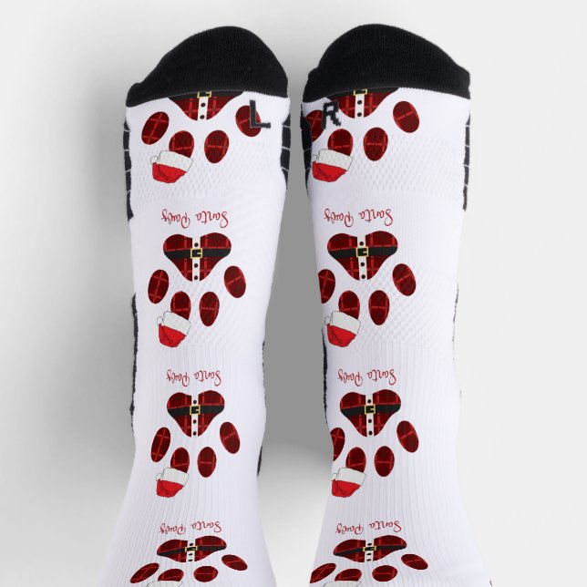 Santa paws. Merry Christmas. Paws prints dog. Love Socks (Top)