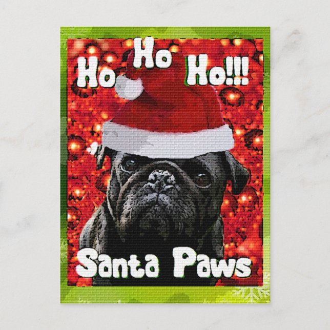 Santa Paws  PUG Holiday Postcard (Front)