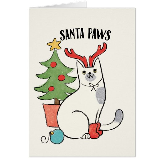 Santa Paws | Reindeer Cat Cards (Front)