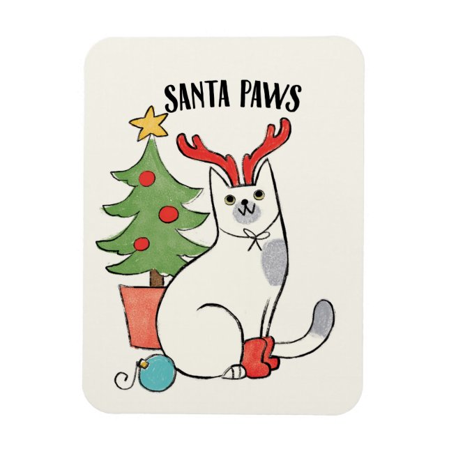 Santa Paws | Reindeer Cat Magnet (Vertical)