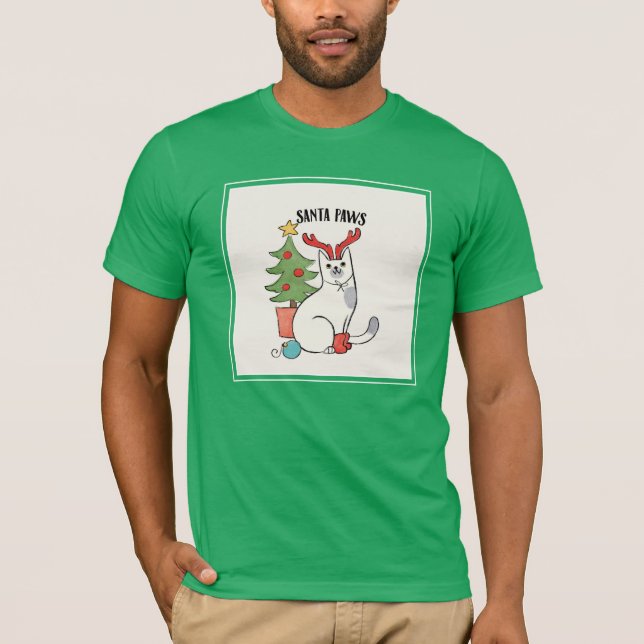 Santa Paws | Reindeer Cat T-Shirt (Front)