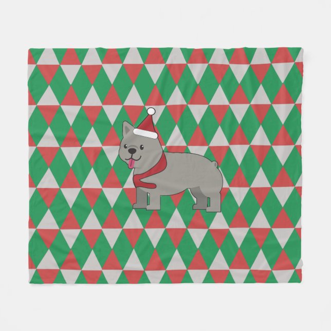 Santa PawsHoliday Diamonds Dog Fleece Blanket (Front (Horizontal))