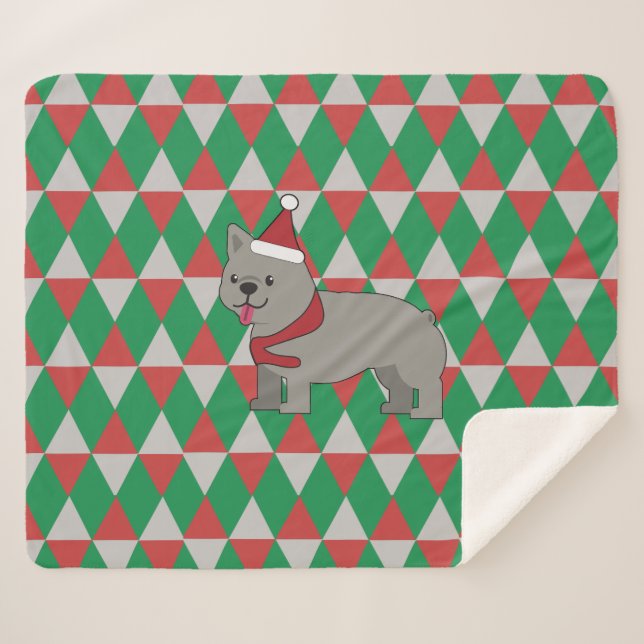 Santa PawsHoliday Diamonds Dog Sherpa Blanket (Front (Horizontal))