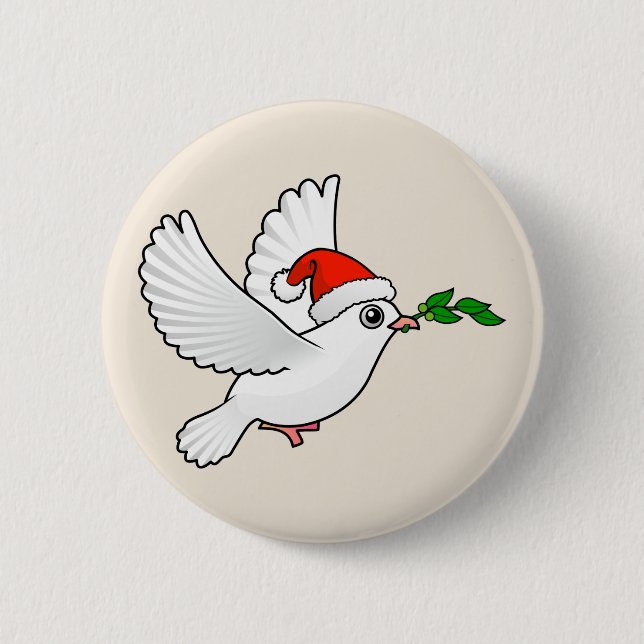 Santa Peace Dove Pinback Button (Front)
