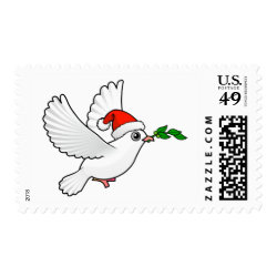 Cute Peace Dove with Santa Hat Medium Stamp 2.1