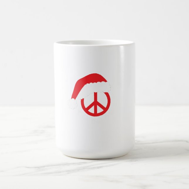 Santa Peace Sign Ho Ho Ho with Santa Hat Color Morph Mug (Center)