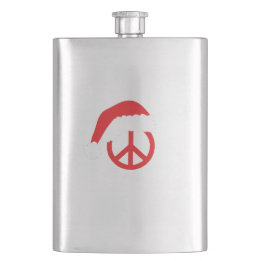 Santa Peace Sign Ho Ho Ho with Santa Hat Flask