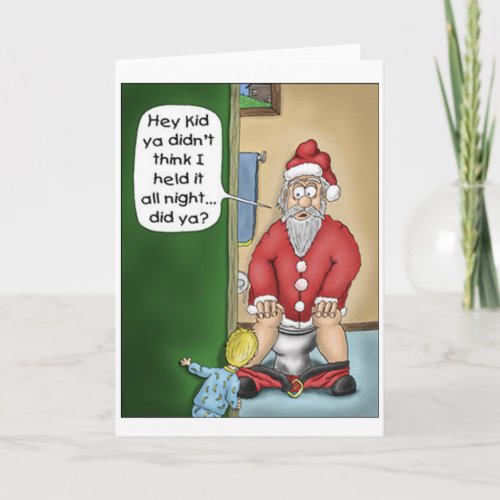 Santa Peeing Holiday Card