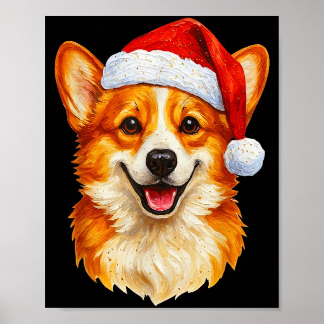 Santa Pembroke Welsh Corgi Christmas Welsh Corgi D Poster (Front)