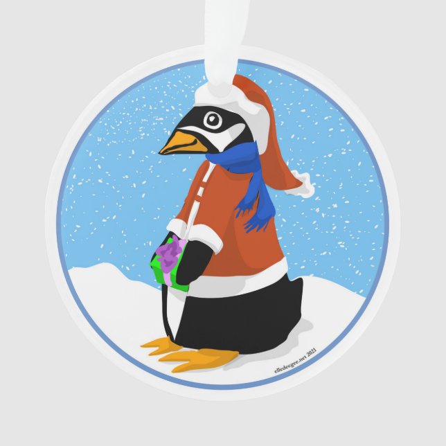 Santa Penguin Acrylic Ornament (Front)