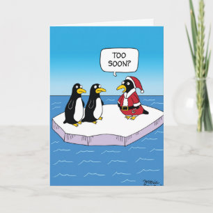 Santa Penguin Christmas Joke Paper Card